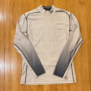 Nike Pro Combat Gray and White Dri-Fit Shirt Hyperwarm size medium EUC